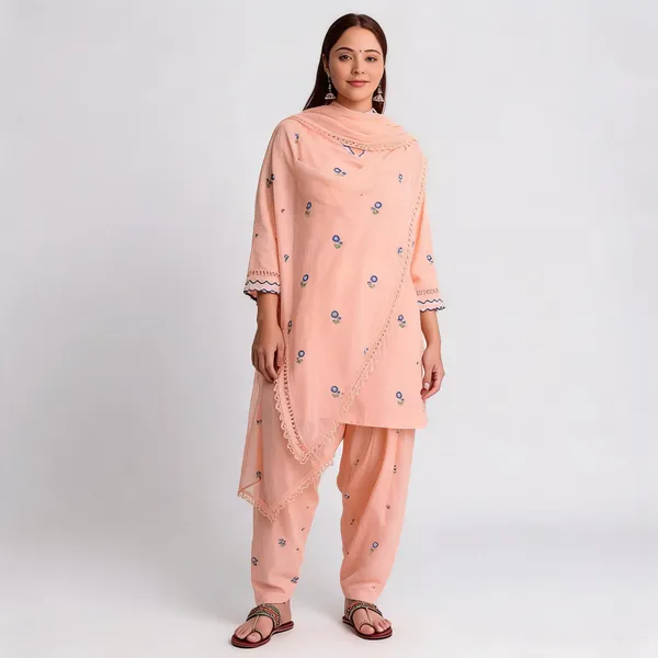 Peach_Printed_Straight_Kurta_Set_For_Women