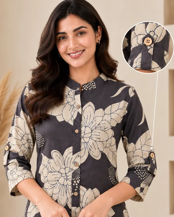 Grey_And_Cream_Floral_Print_Straight_Kurta_Set_for_Women