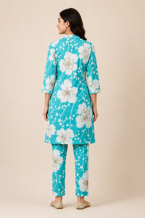 Turquoise_Printed_Straight_Kurta_Set_for_Women