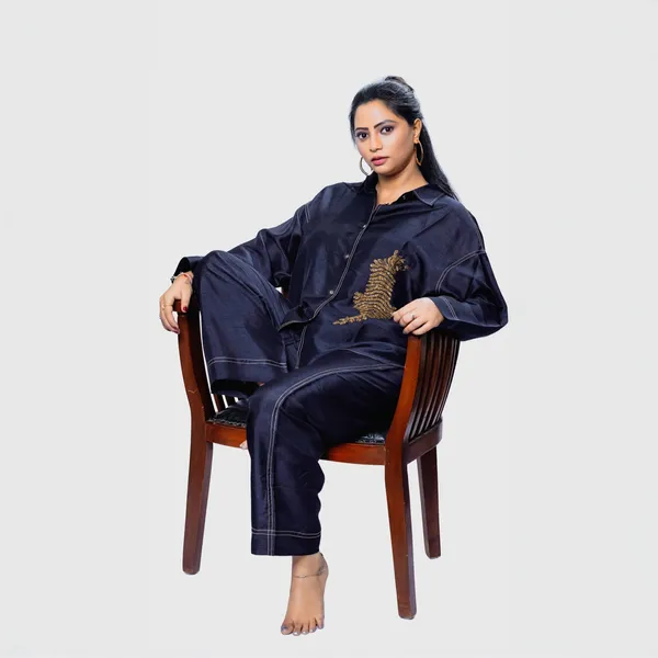 Navy_Dupion_Silk_Relaxed_Fit_Co_Ord_Set_For_Women