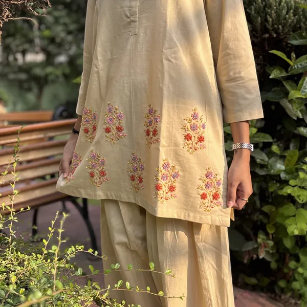 Beige_Cotton_Straight_Fit_Floral_Kurta_Set_For_Women
