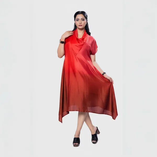 Red_Silk_Loose_Fit_Cowl_Neck_Dress_For_Women
