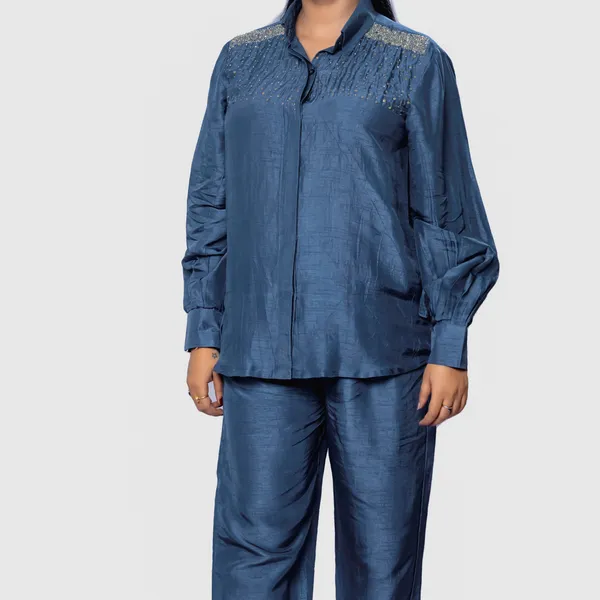 Blue_Dupion_Silk_Relaxed_Fit_Co_Ord_Set_For_Women