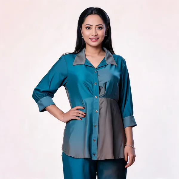 Teal_Silk_Relaxed_Fit_Co_Ord_Set_For_Women