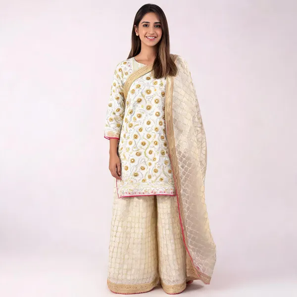Cream_Chanderi_Straight_Fit_Embroidered_Kurta_Set_For_Women