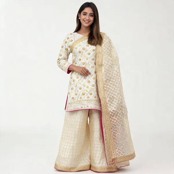 Cream_Chanderi_Straight_Fit_Embroidered_Kurta_Set_For_Women