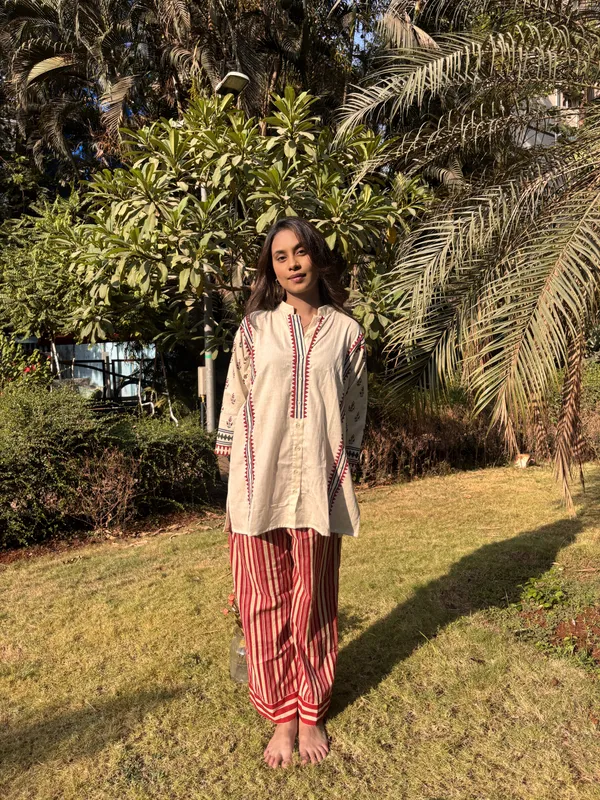 Beige_Cotton_Straight_Fit_Printed_Kurta_Set_For_Women