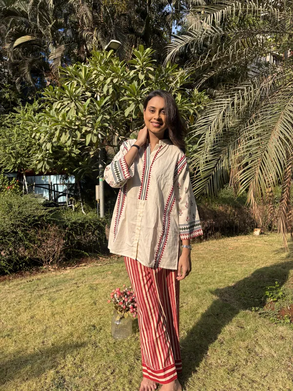 Beige_Cotton_Straight_Fit_Printed_Kurta_Set_For_Women