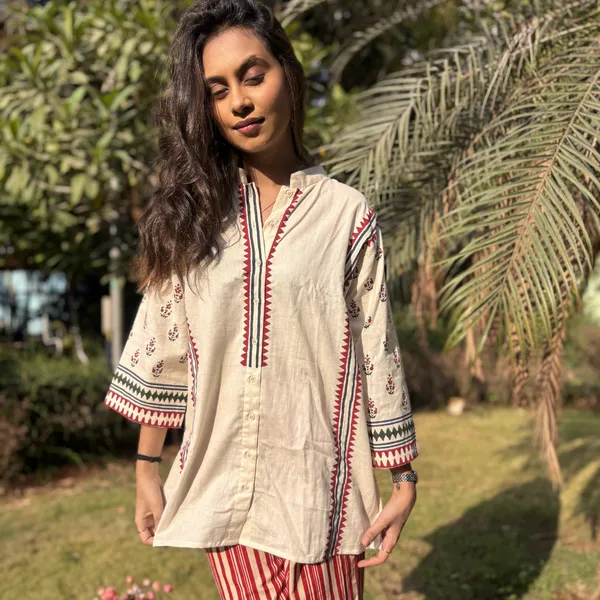 Beige_Cotton_Straight_Fit_Printed_Kurta_Set_For_Women