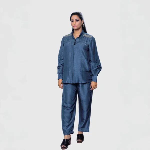 Blue_Dupion_Silk_Relaxed_Fit_Co_Ord_Set_For_Women