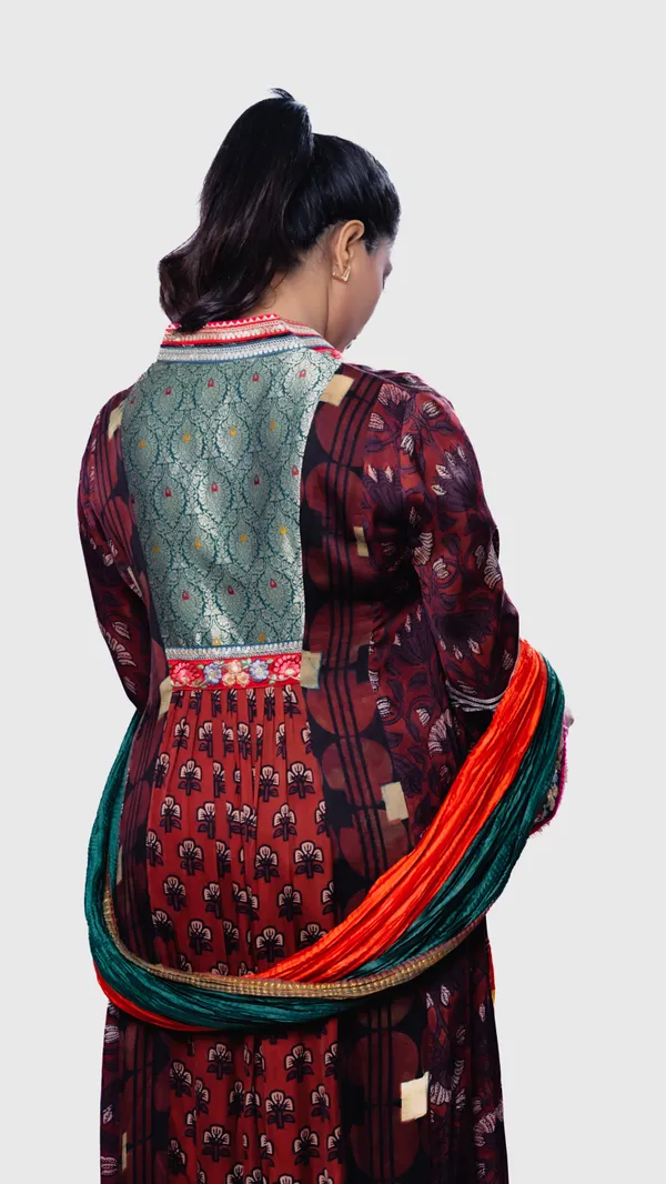 Maroon_Mul_Mul_Silk_Printed_Straight_Kurta_Set_For_Women