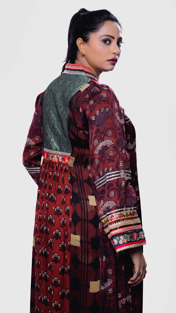 Maroon_Mul_Mul_Silk_Printed_Straight_Kurta_Set_For_Women