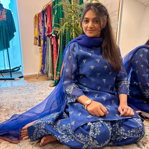 Blue_Chanderi_Straight_Fit_Printed_Kurta_Set_For_Women