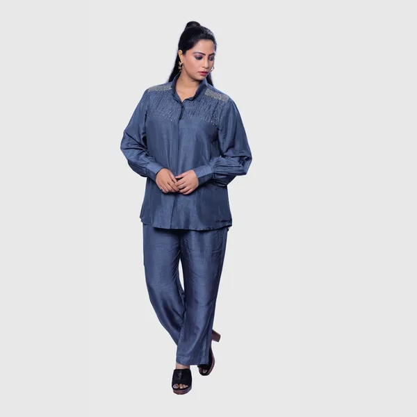 Blue_Dupion_Silk_Relaxed_Fit_Co_Ord_Set_For_Women