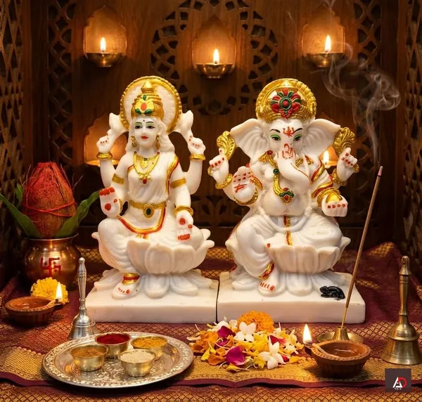 White_Traditional_Lakshmi_Ganesha_Idol_Set