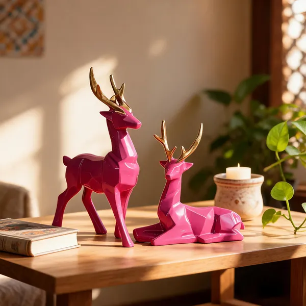 Pink_Deer_Figurine_Set_For_Home_Decor