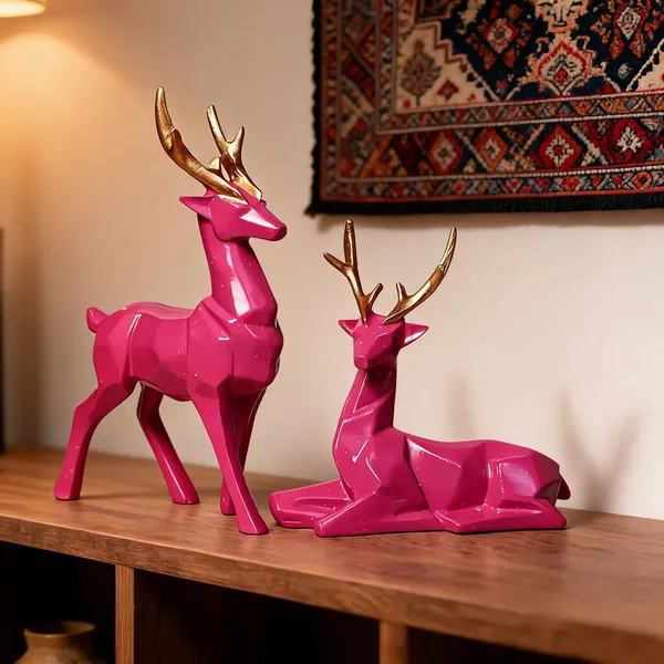 Pink_Deer_Figurine_Set_For_Home_Decor