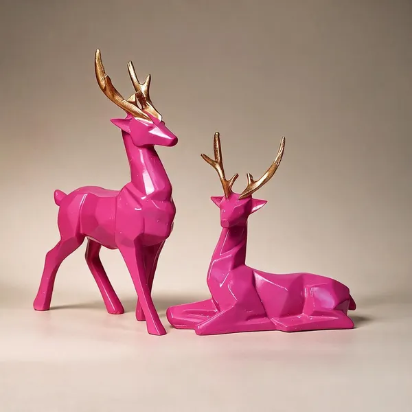 Pink_Deer_Figurine_Set_For_Home_Decor