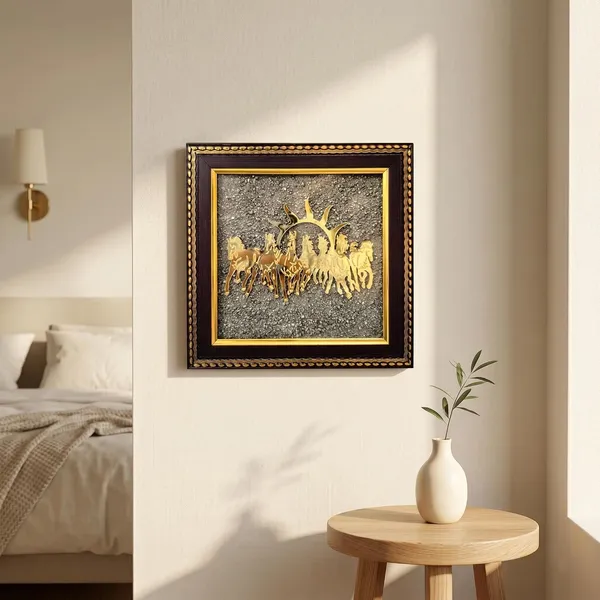 Crystal_Wood_Vastu_Seven_Running_Horses_Pyrite_Decorative_Frame