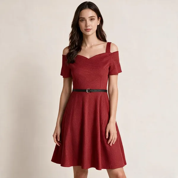 Red_Polyester_Fit_And_Flare_Dress_For_Women