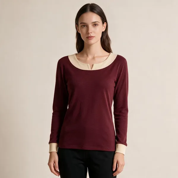Navy_Knitted_Long_Sleeve_Top_For_Women
