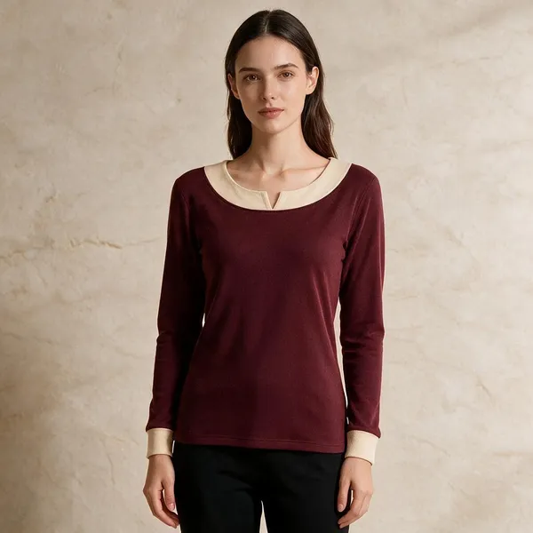 Navy_Knitted_Long_Sleeve_Top_For_Women