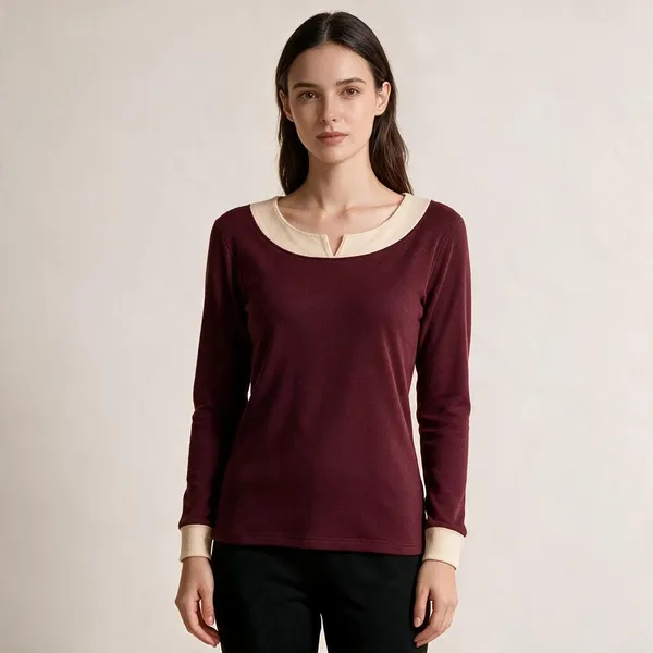 Navy_Knitted_Long_Sleeve_Top_For_Women