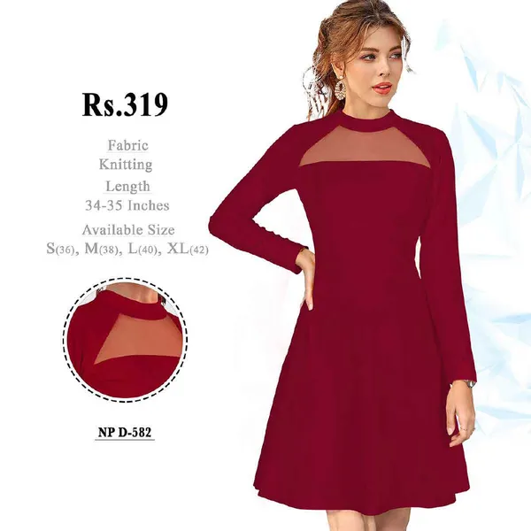 Maroon_Knitted_Fit_And_Flare_Dress_for_Women