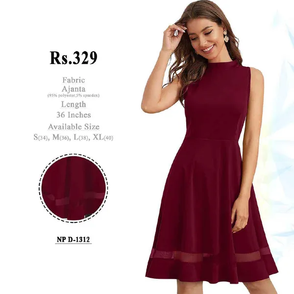 Maroon_Polyester_Fit_And_Flare_Dress_For_Women