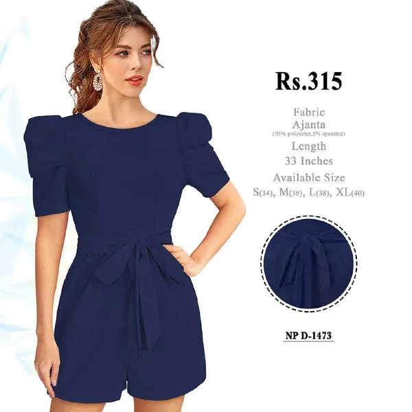 Navy_Polyester_Short_Sleeve_Romper_For_Women