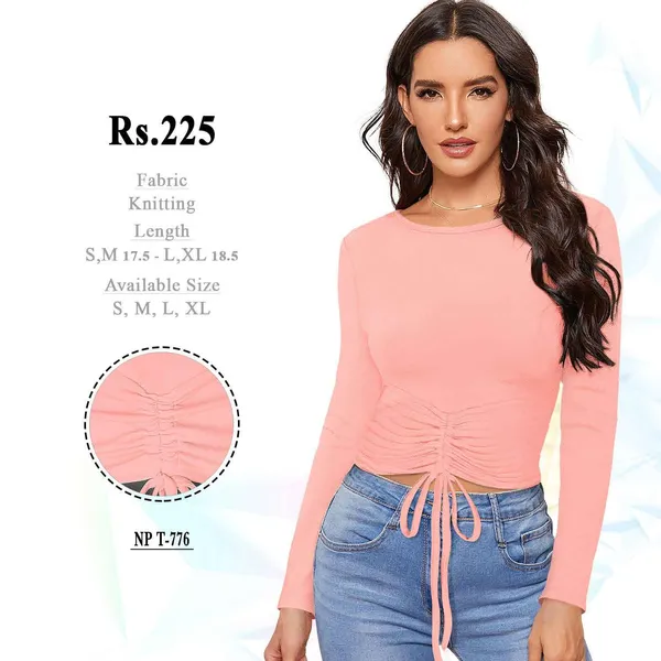 Pink_Knitted_Ruched_Crop_Top_for_Women