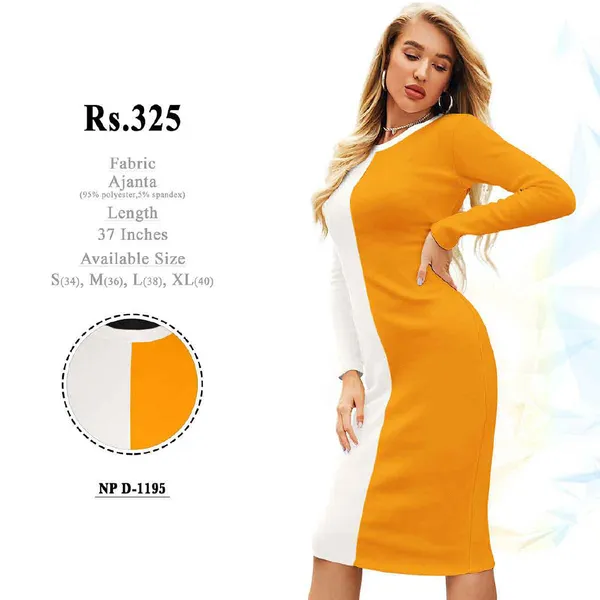 Orange_Polyester_Bodycon_Dress_For_Women