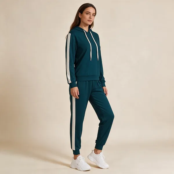 Teal_Polyester_Hooded_Tracksuit_Set_For_Women