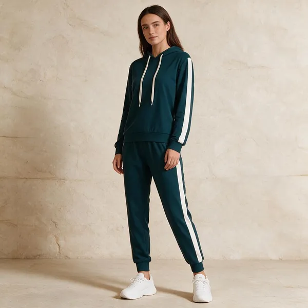 Teal_Polyester_Hooded_Tracksuit_Set_For_Women