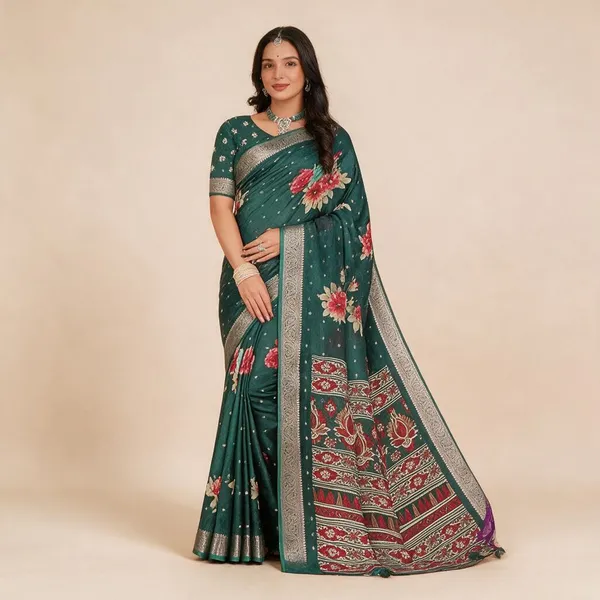 Green_Semi_Silk_Floral_Geometric_Print_Saree_For_Women