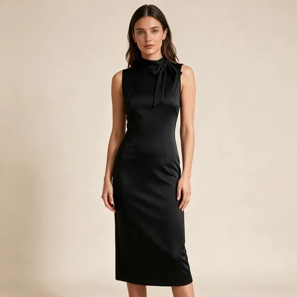 Black_Polyester_Sleeveless_Bodycon_Midi_Dress_For_Women