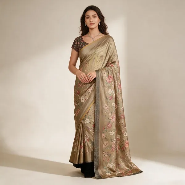 Beige_Semi_Silk_Floral_Print_Saree_For_Women