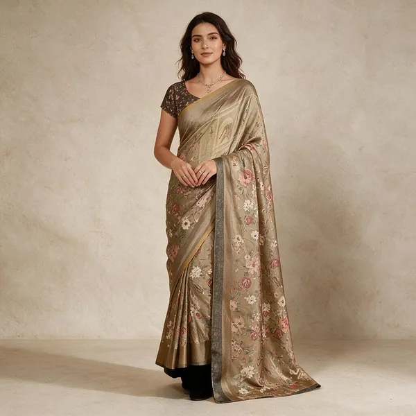 Beige_Semi_Silk_Floral_Print_Saree_For_Women