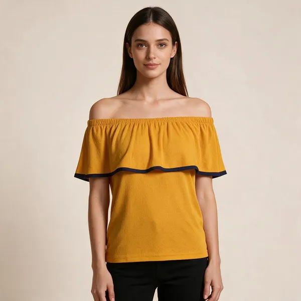 Orange_Knitted_Off_Shoulder_Flounce_Top_For_Women