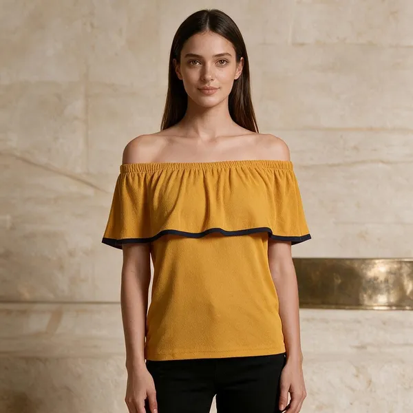 Orange_Knitted_Off_Shoulder_Flounce_Top_For_Women