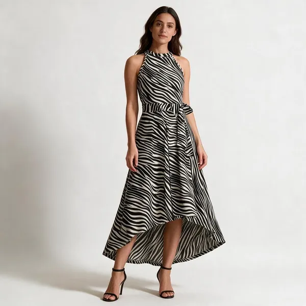 Black_White_Knit_Zebra_Print_Sleeveless_Maxi_Dress_For_Women
