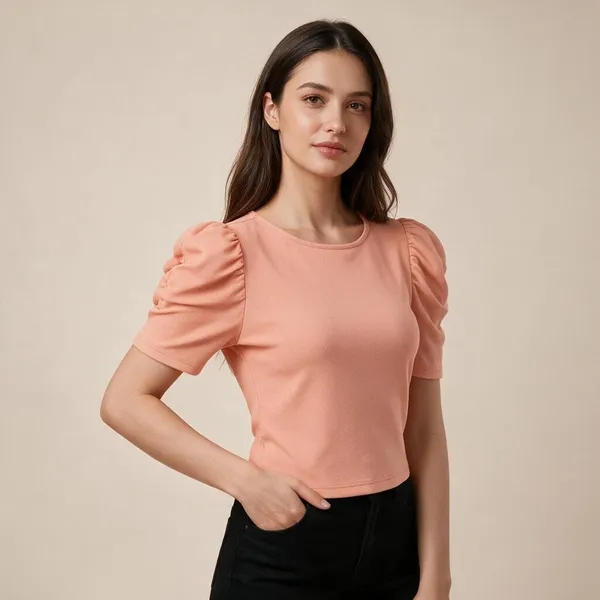 Peach_Knitted_Puff_Sleeve_Crop_Top_For_Women_-_Pack_of_2