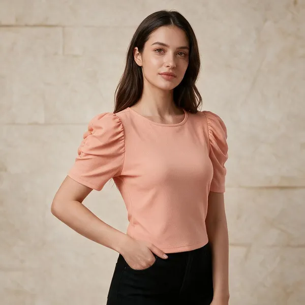 Peach_Knitted_Puff_Sleeve_Crop_Top_For_Women_-_Pack_of_2