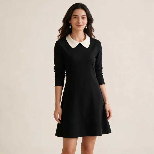 Black_Polyester_A-Line_Dress_For_Women