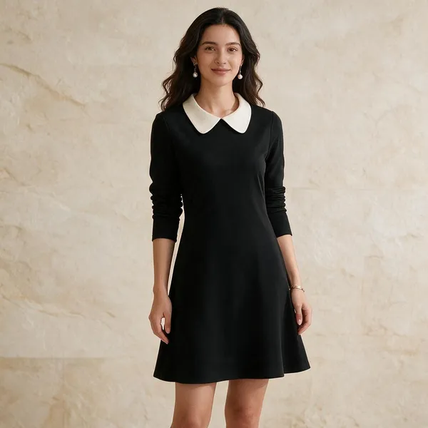 Black_Polyester_A-Line_Dress_For_Women