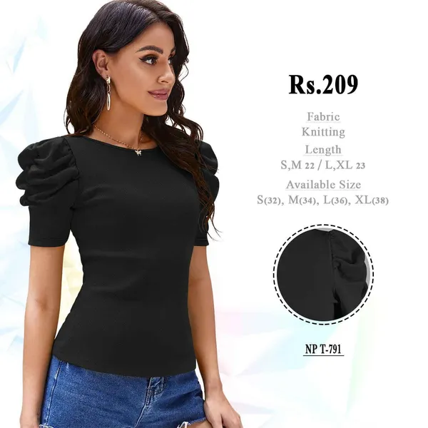 Black_Knitted_Puff_Sleeve_Top_for_Women