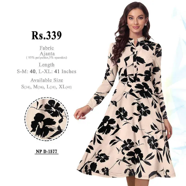 Beige_Polyester_Floral_A-Line_Dress_For_Women