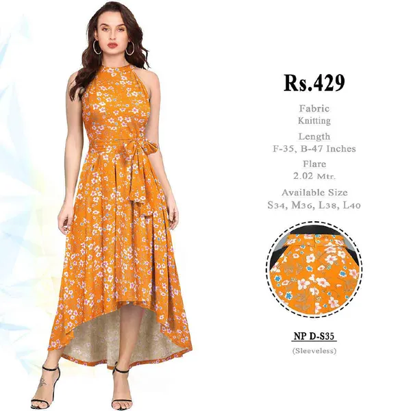 Orange_Knitted_Floral_High_Low_Dress_for_Women