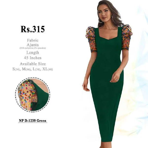 Green_Polyester_Bodycon_Dress_for_Women