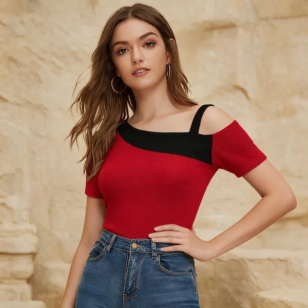 Red_Knitted_Cold_Shoulder_Crop_Top_For_Women_-_Pack_of_2
